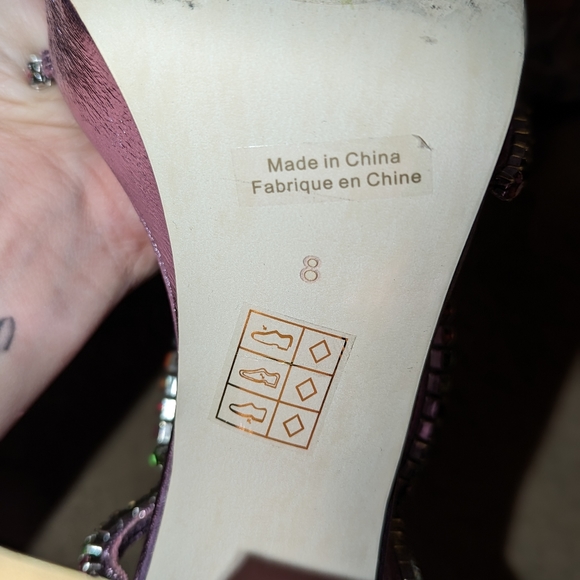 Jeffrey Campbell Size 8 Unite Pink Metallic Bright Multicolored Rhinestones Heel - Picture 9 of 10